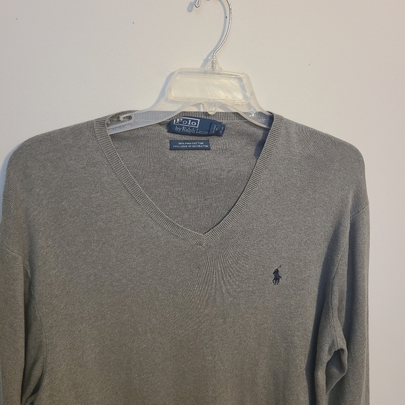 Polo Ralph Lauren | Men's Gray V-Neck Pima Cotton Sweater (Size XL) - Picture 5 of 12
